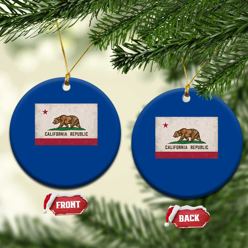 California State Flag Ceramic Ornament Grizzly Bear SoCal Norcal Cencal