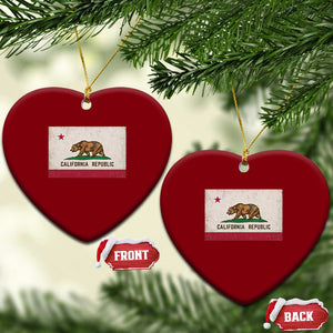California State Flag Ceramic Ornament Grizzly Bear SoCal Norcal Cencal