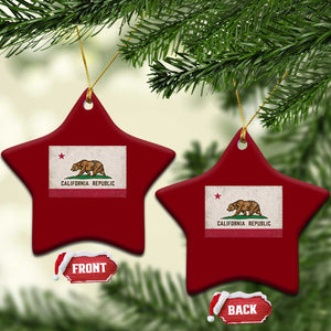 California State Flag Ceramic Ornament Grizzly Bear SoCal Norcal Cencal