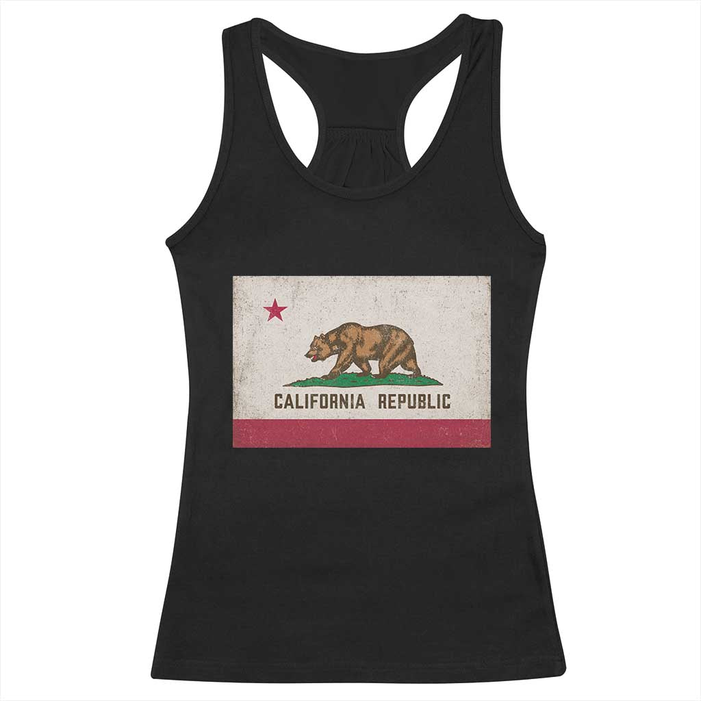 California State Flag Racerback Tank Top Grizzly Bear SoCal Norcal Cencal
