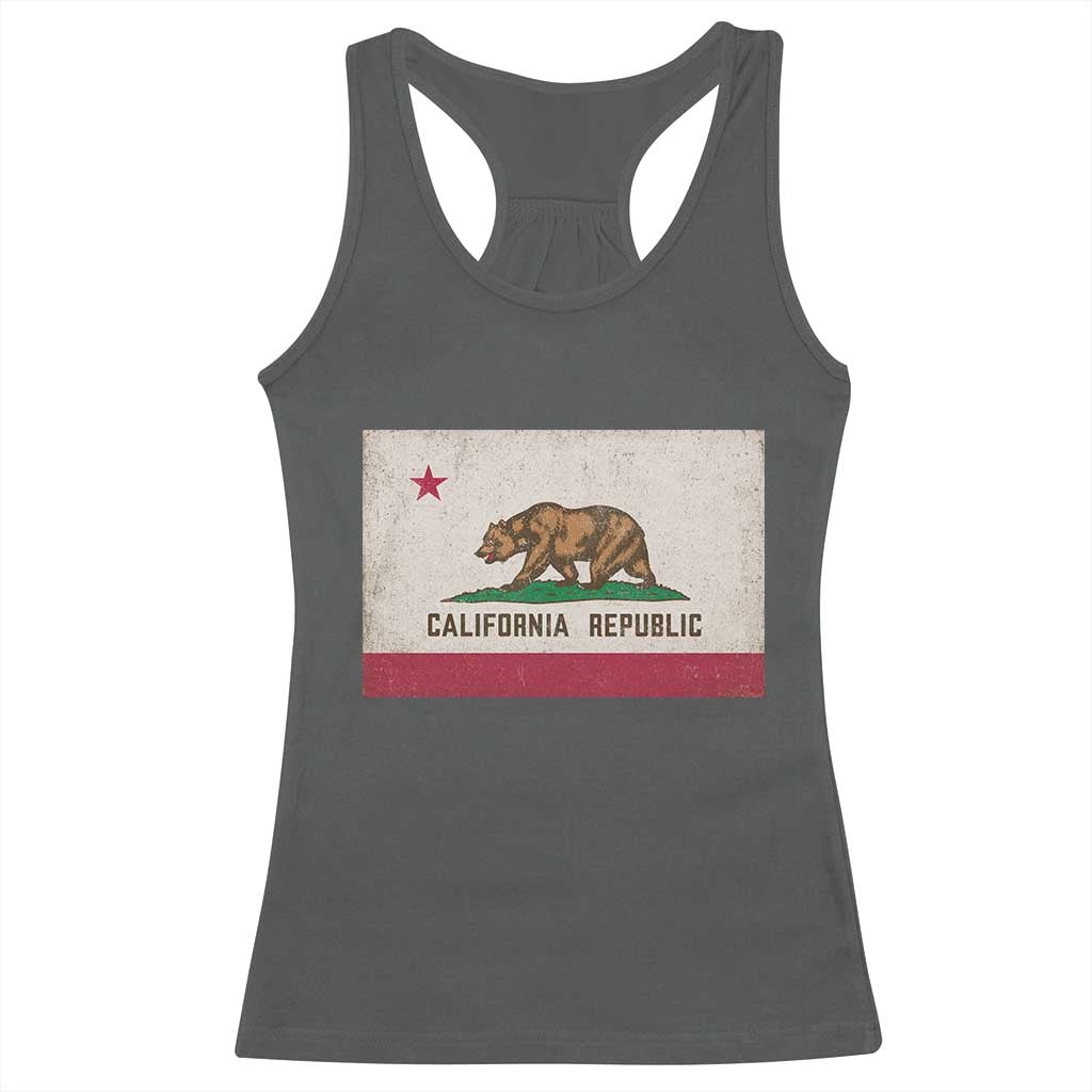 California State Flag Racerback Tank Top Grizzly Bear SoCal Norcal Cencal