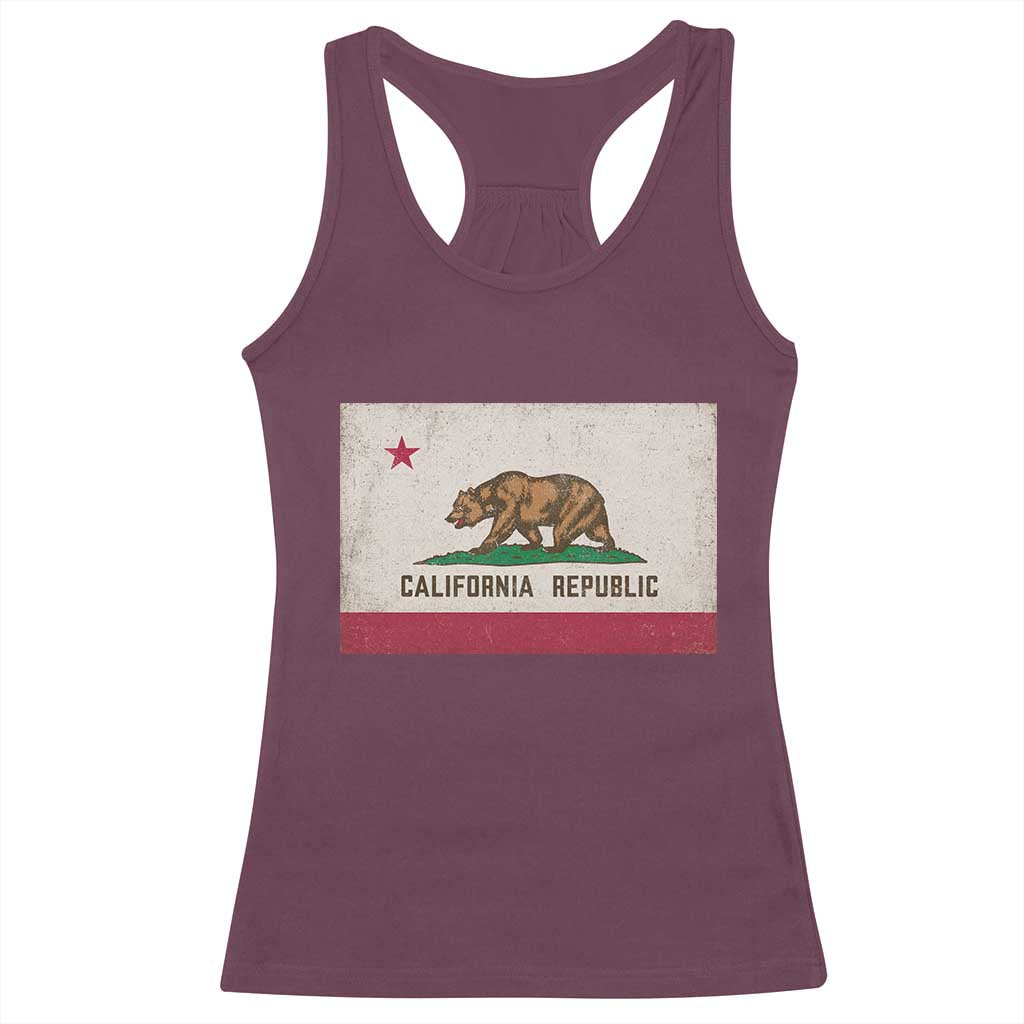 California State Flag Racerback Tank Top Grizzly Bear SoCal Norcal Cencal