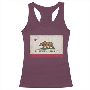 California State Flag Racerback Tank Top Grizzly Bear SoCal Norcal Cencal