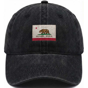 California State Flag Washed Cotton Baseball Cap Grizzly Bear SoCal Norcal Cencal