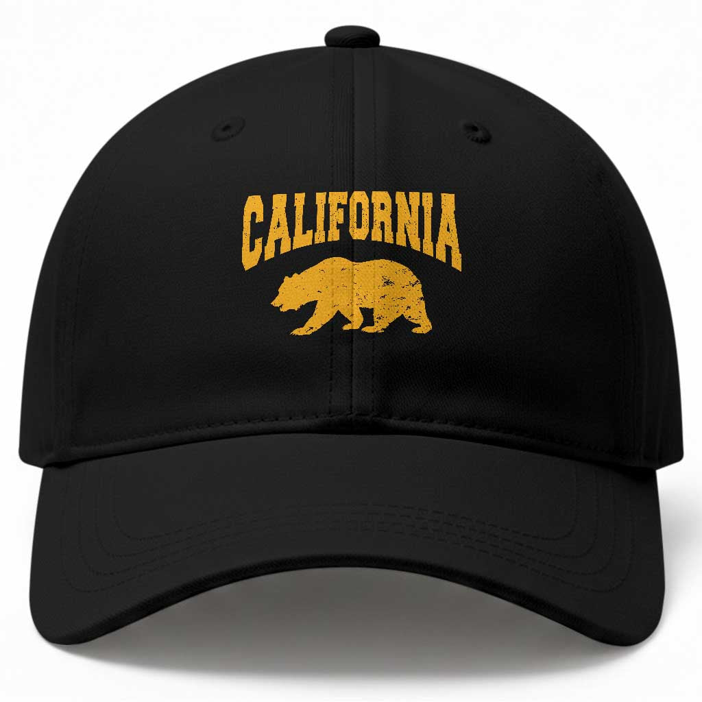 California Grizzly Bear Flag Varsity Sport Style Baseball Cap Cali Pride Souvenir