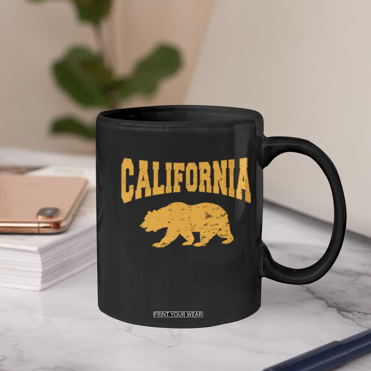 California Grizzly Bear Flag Varsity Sport Style Coffee Mug Cali Pride Souvenir