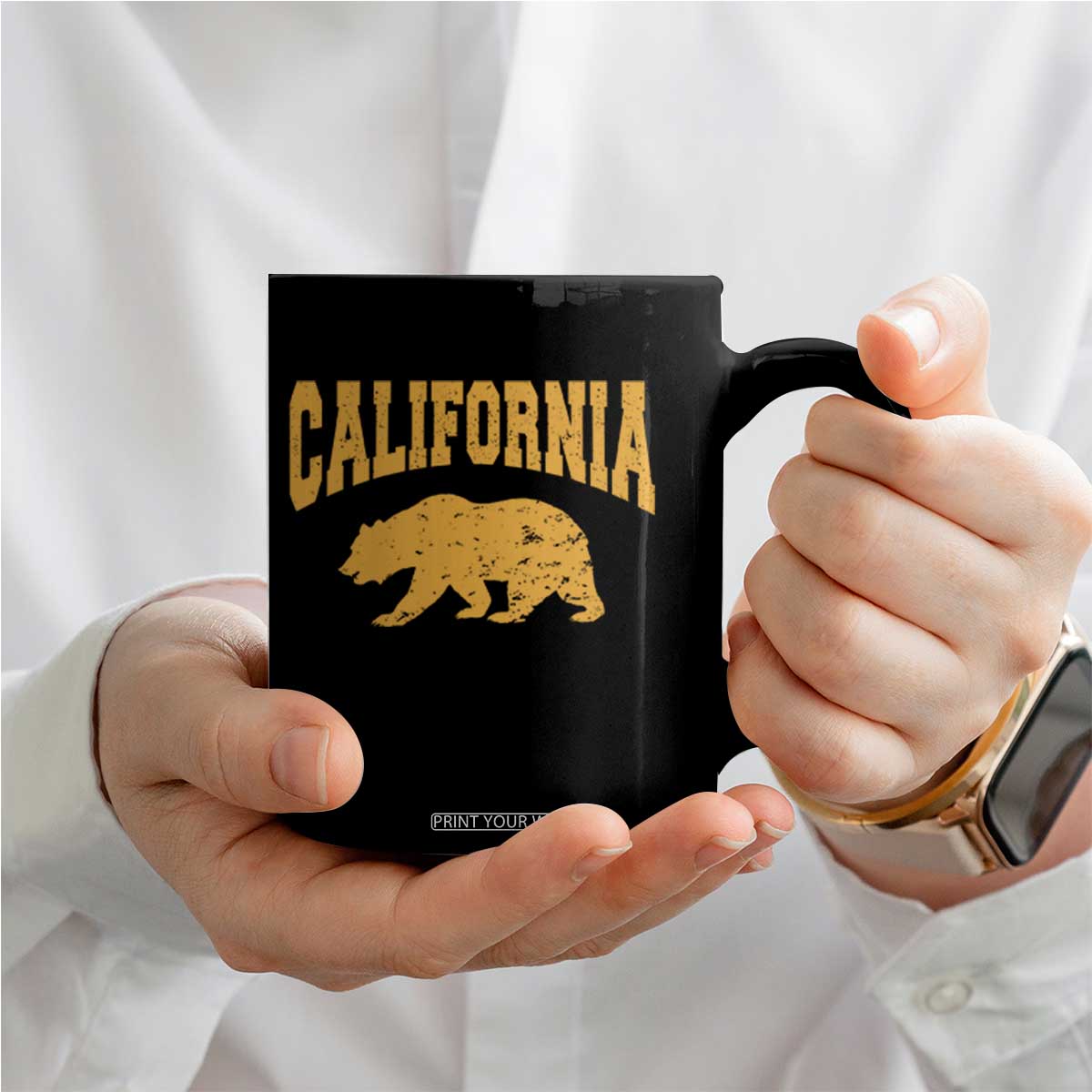 California Grizzly Bear Flag Varsity Sport Style Coffee Mug Cali Pride Souvenir
