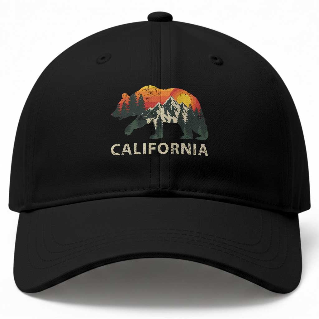 California Grizzly Bear Retro Forest Nature Lover Baseball Cap