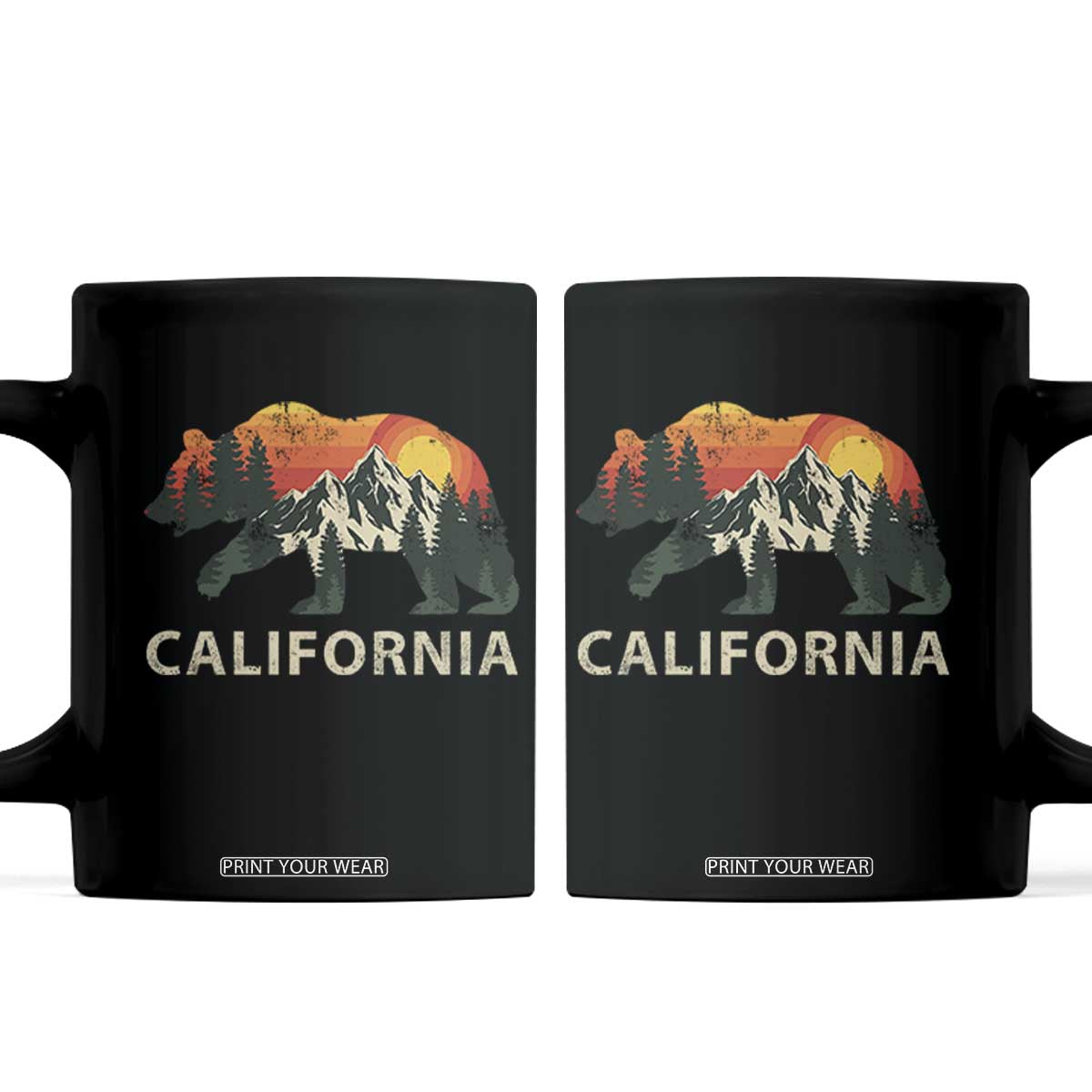 California Grizzly Bear Retro Forest Nature Lover Coffee Mug