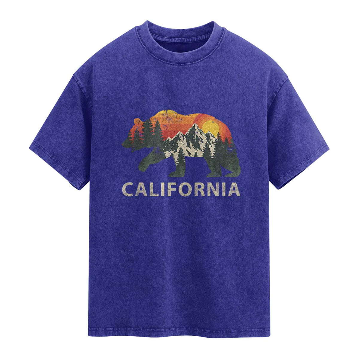 California Grizzly Bear Retro Forest Nature Lover Washed Cotton T-Shirt