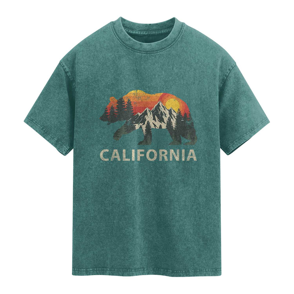 California Grizzly Bear Retro Forest Nature Lover Washed Cotton T-Shirt