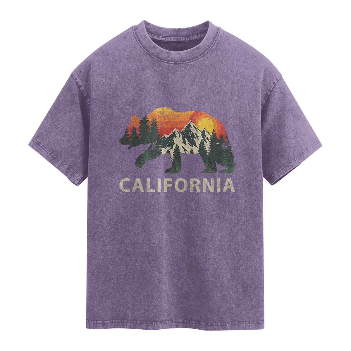 California Grizzly Bear Retro Forest Nature Lover Washed Cotton T-Shirt