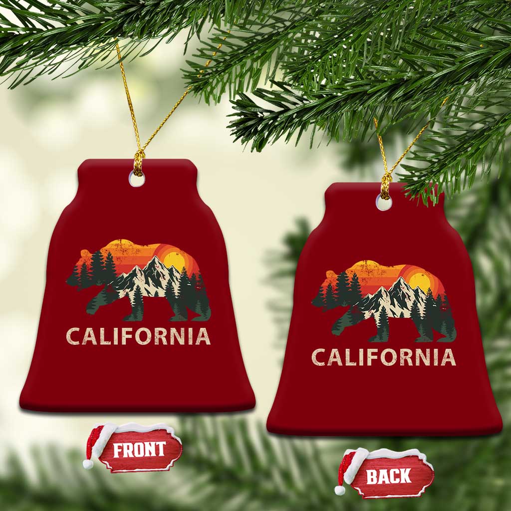 California Grizzly Bear Retro Forest Nature Lover Ceramic Ornament
