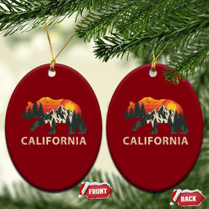 California Grizzly Bear Retro Forest Nature Lover Ceramic Ornament