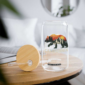 California Grizzly Bear Retro Forest Nature Lover Glass Can
