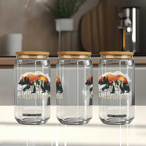California Grizzly Bear Retro Forest Nature Lover Glass Can