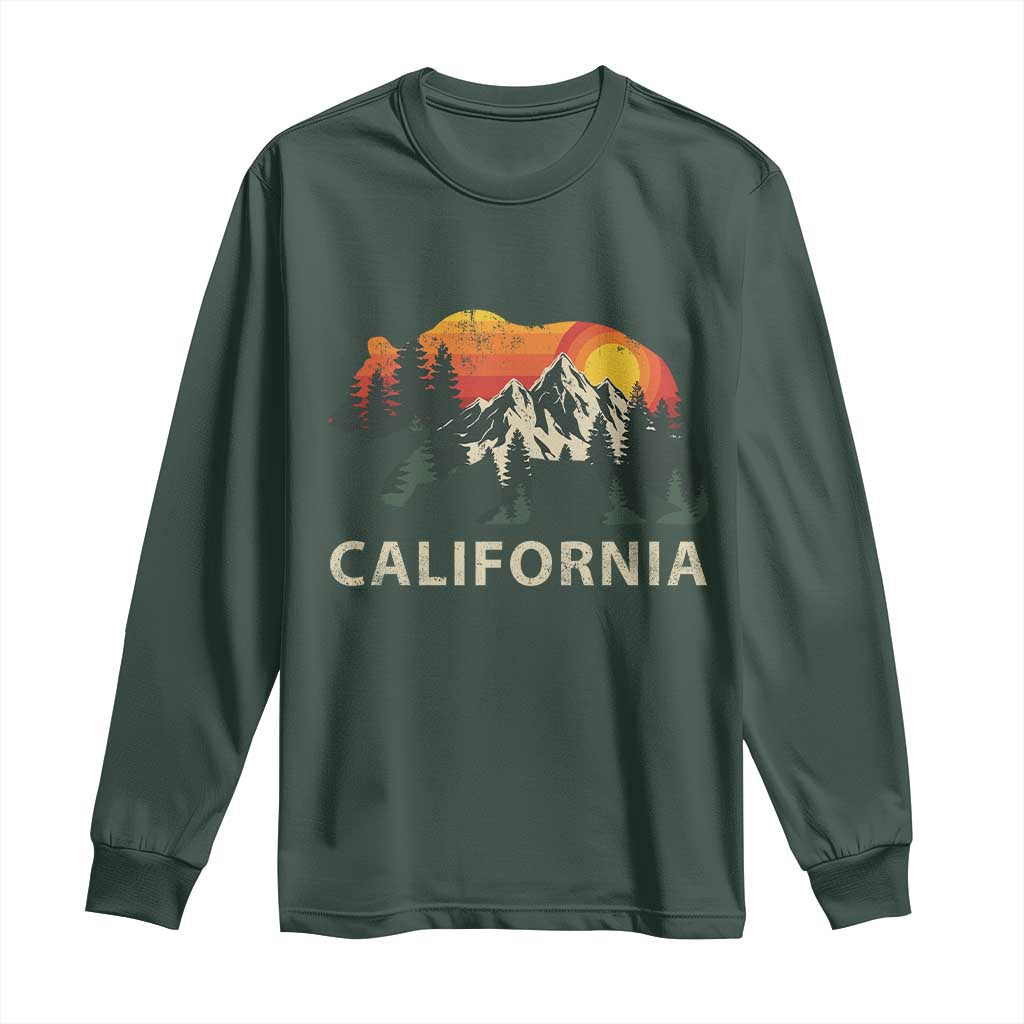 California Grizzly Bear Retro Forest Nature Lover Long Sleeve Shirt