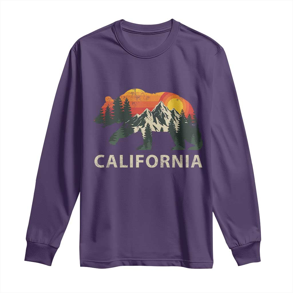 California Grizzly Bear Retro Forest Nature Lover Long Sleeve Shirt