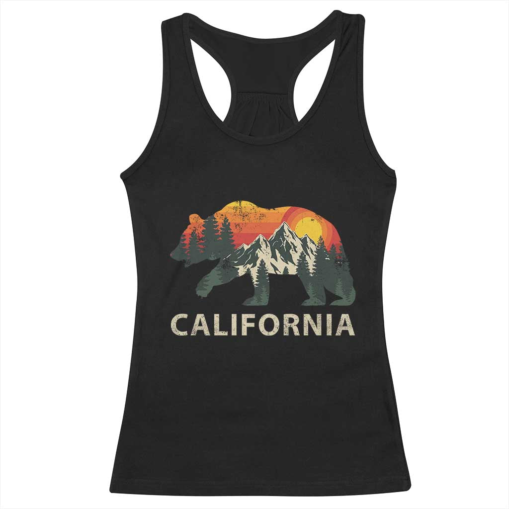 California Grizzly Bear Retro Forest Nature Lover Racerback Tank Top