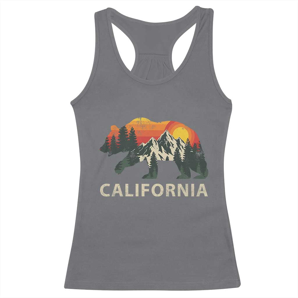 California Grizzly Bear Retro Forest Nature Lover Racerback Tank Top