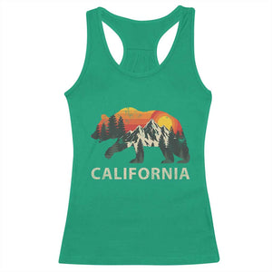 California Grizzly Bear Retro Forest Nature Lover Racerback Tank Top