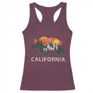 California Grizzly Bear Retro Forest Nature Lover Racerback Tank Top