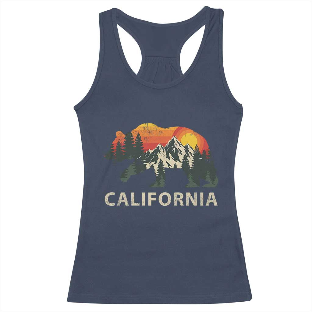 California Grizzly Bear Retro Forest Nature Lover Racerback Tank Top