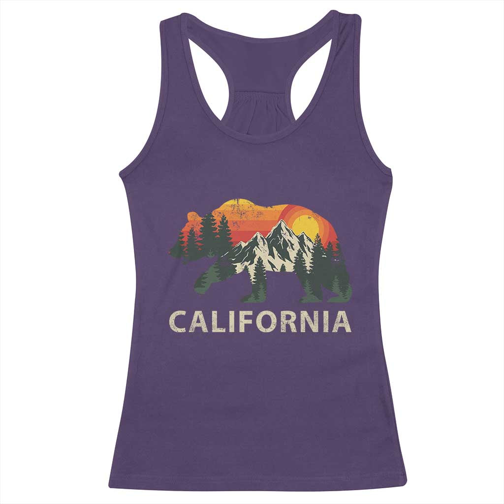 California Grizzly Bear Retro Forest Nature Lover Racerback Tank Top
