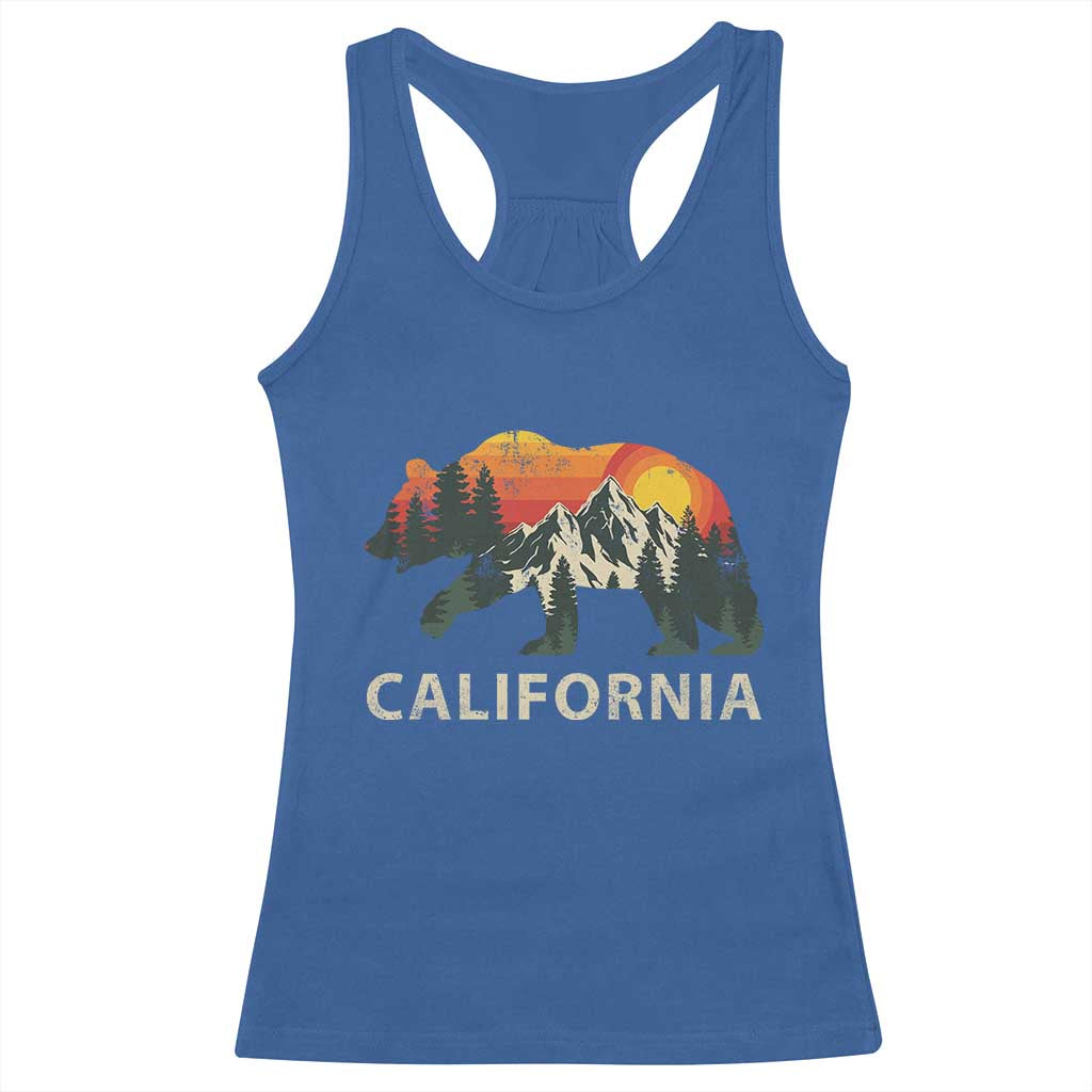 California Grizzly Bear Retro Forest Nature Lover Racerback Tank Top