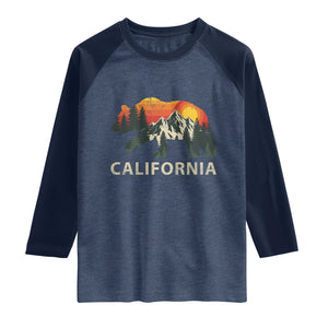 California Grizzly Bear Retro Forest Nature Lover Raglan Shirt