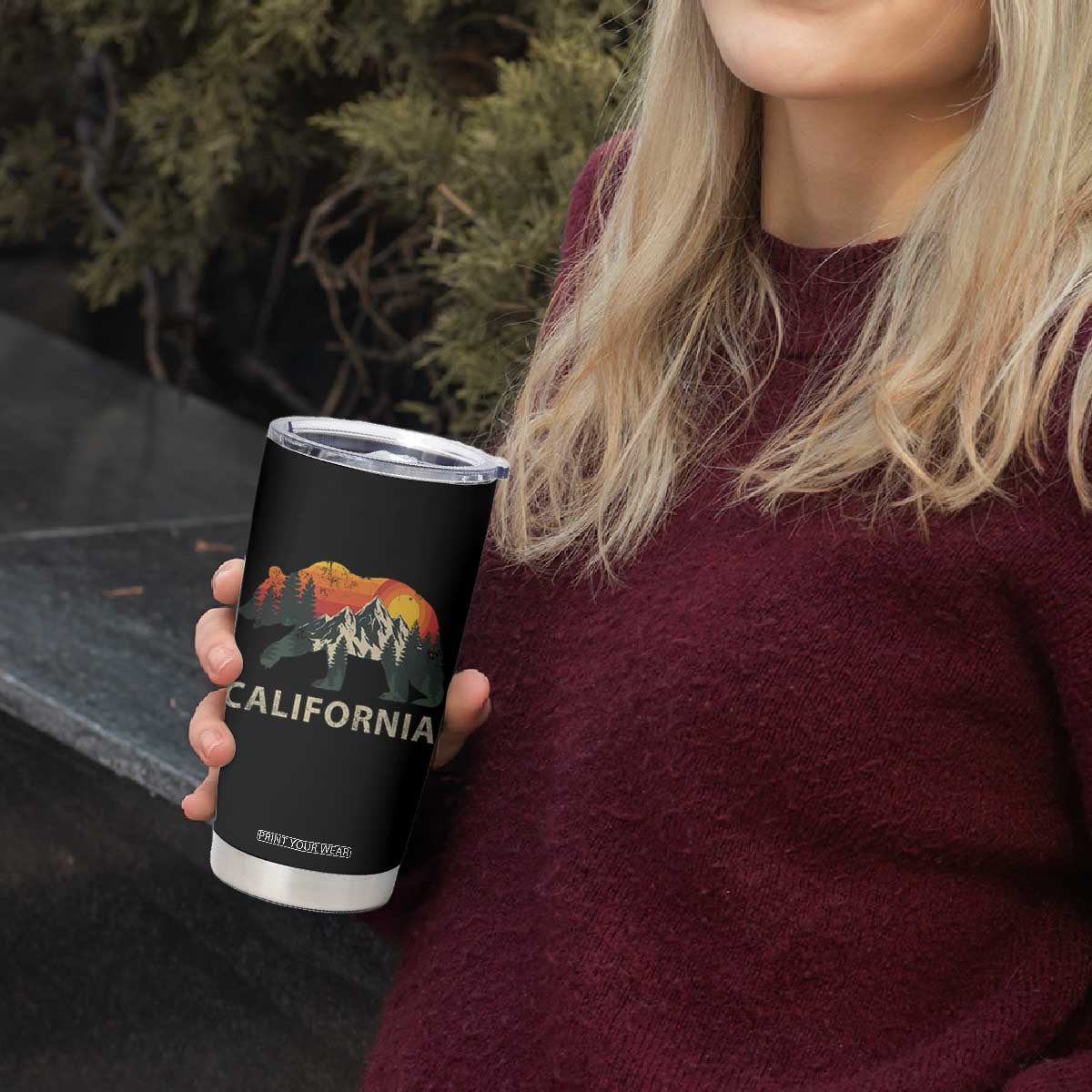 California Grizzly Bear Retro Forest Nature Lover Tumbler Cup