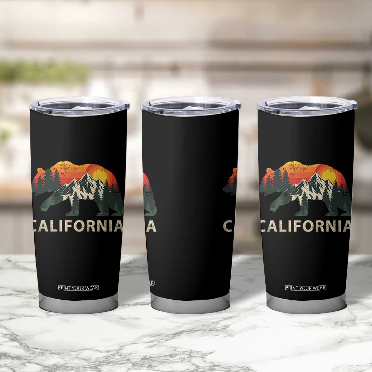 California Grizzly Bear Retro Forest Nature Lover Tumbler Cup