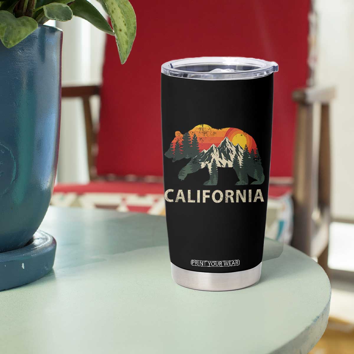 California Grizzly Bear Retro Forest Nature Lover Tumbler Cup