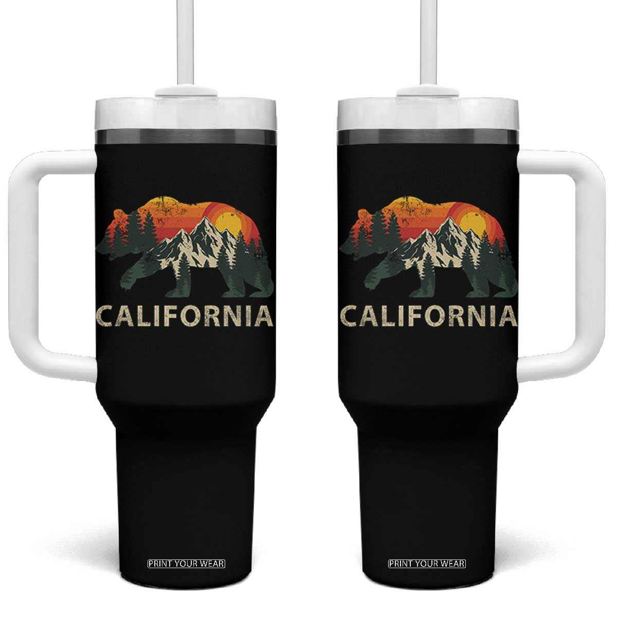 California Grizzly Bear Retro Forest Nature Lover Tumbler With Handle