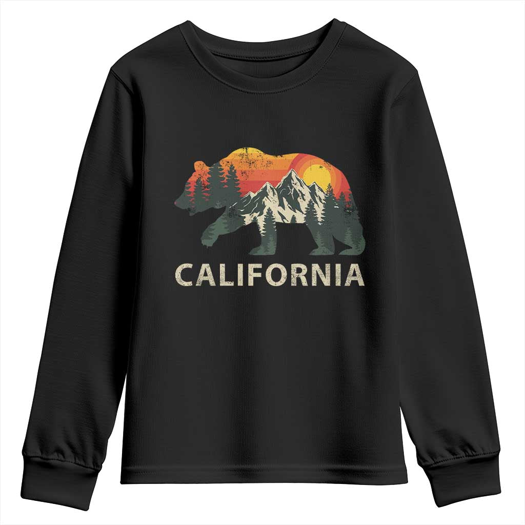 California Grizzly Bear Retro Forest Nature Lover Youth Sweatshirt