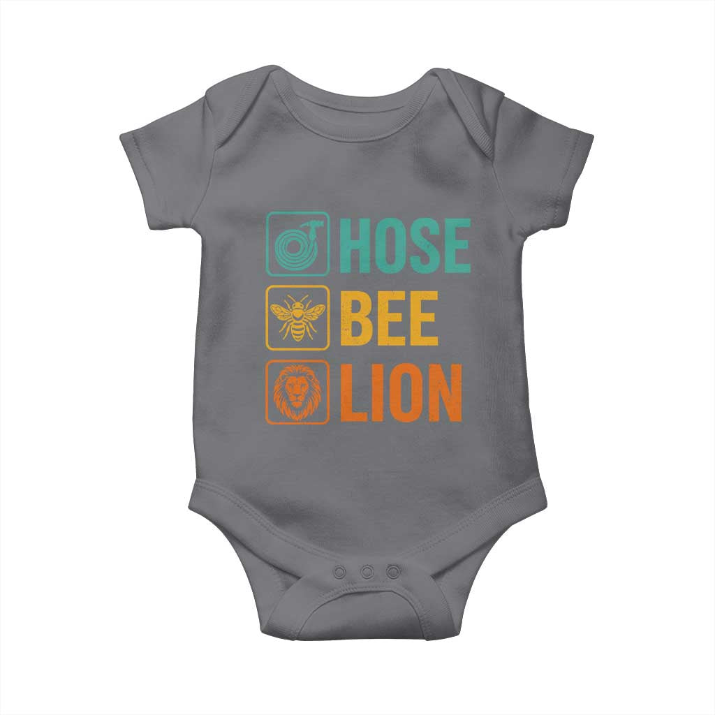 Hose Bee Lion Funny Meme Word Pun Retro Baby Onesie TS11 Charcoal Print Your Wear