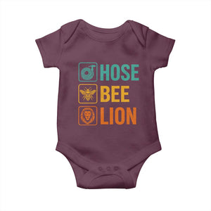 Hose Bee Lion Funny Meme Word Pun Retro Baby Onesie TS11 Maroon Print Your Wear