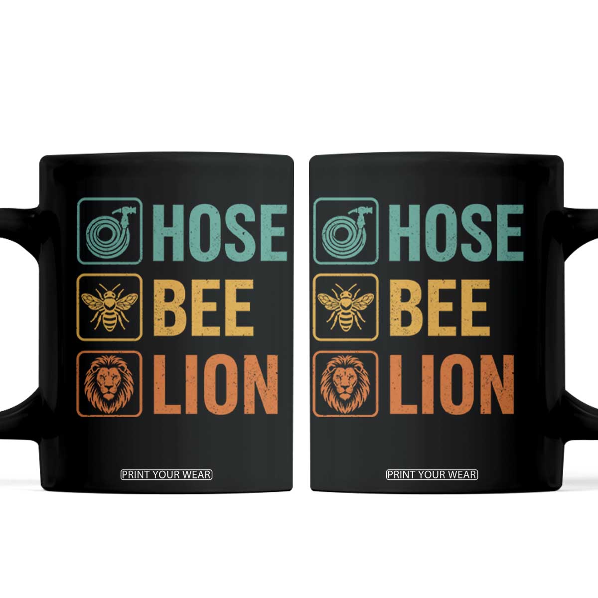 Hose Bee Lion Funny Meme Word Pun Retro Coffee Mug TS11 Black Print Your Wear