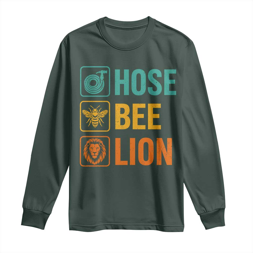 Hose Bee Lion Funny Meme Word Pun Retro Long Sleeve Shirt TS11 Dark Forest Green Print Your Wear