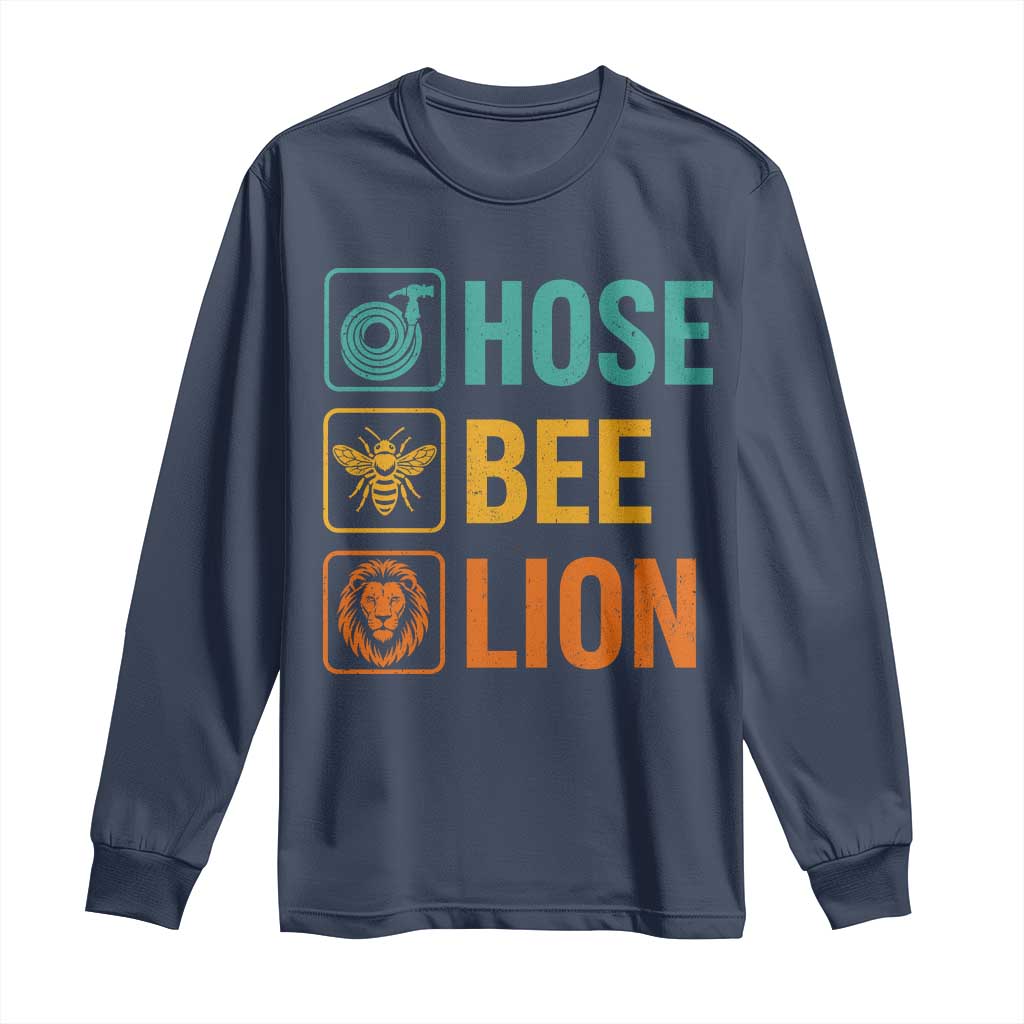 Hose Bee Lion Funny Meme Word Pun Retro Long Sleeve Shirt TS11 Navy Print Your Wear