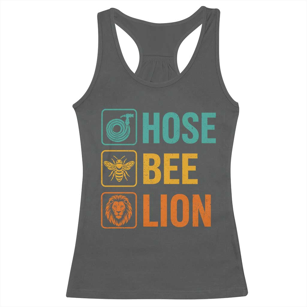 Hose Bee Lion Funny Meme Word Pun Retro Racerback Tank Top TS11 Dark Heather Print Your Wear