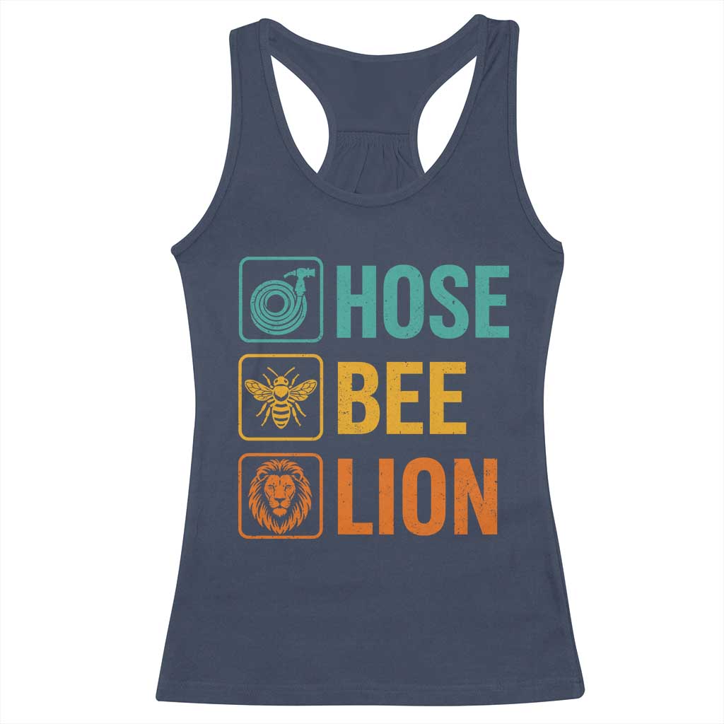 Hose Bee Lion Funny Meme Word Pun Retro Racerback Tank Top TS11 Navy Print Your Wear