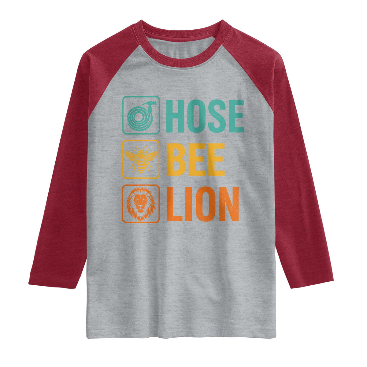 Hose Bee Lion Funny Meme Word Pun Retro Raglan Shirt TS11 Heather Gray Heather Red Print Your Wear
