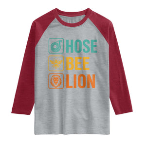 Hose Bee Lion Funny Meme Word Pun Retro Raglan Shirt TS11 Heather Gray Heather Red Print Your Wear