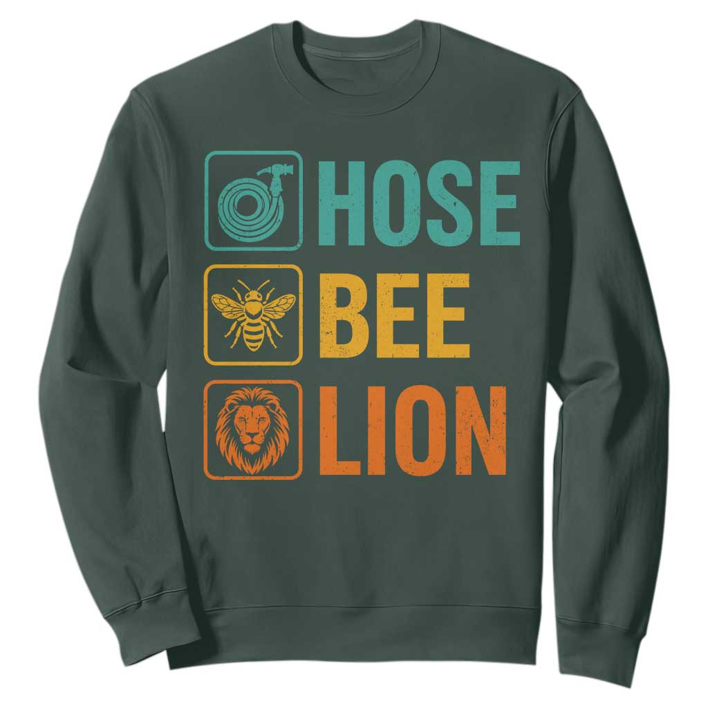 Hose Bee Lion Funny Meme Word Pun Retro Sweatshirt TS11 Dark Forest Green Print Your Wear