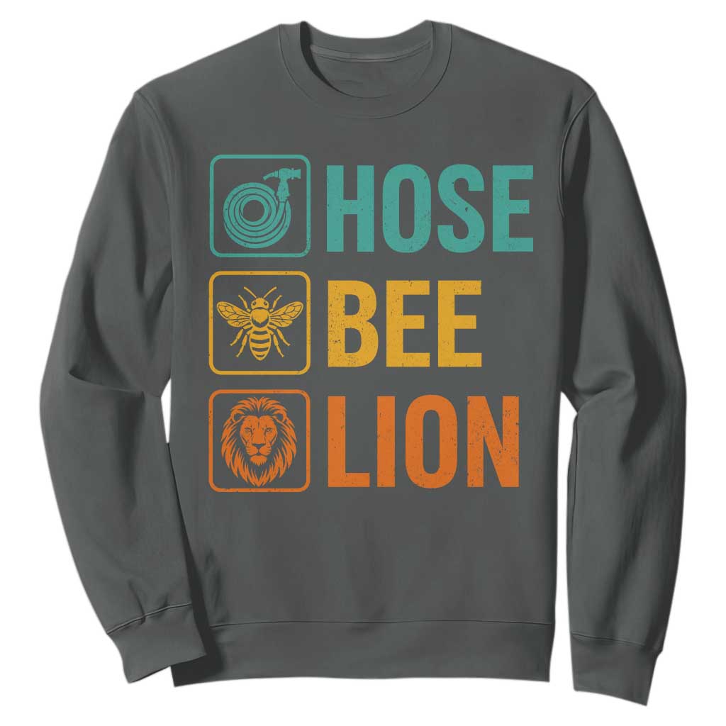 Hose Bee Lion Funny Meme Word Pun Retro Sweatshirt TS11 Dark Heather Print Your Wear
