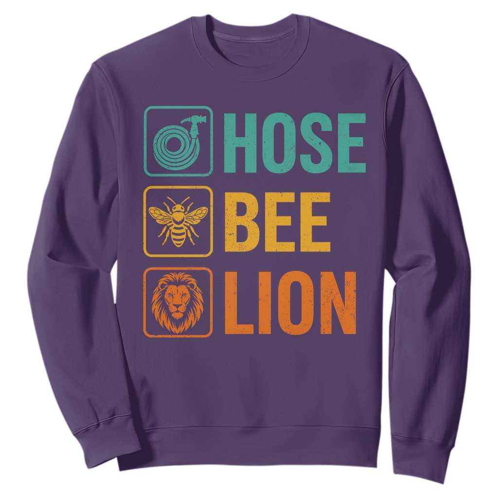 Hose Bee Lion Funny Meme Word Pun Retro Sweatshirt TS11 Purple Print Your Wear
