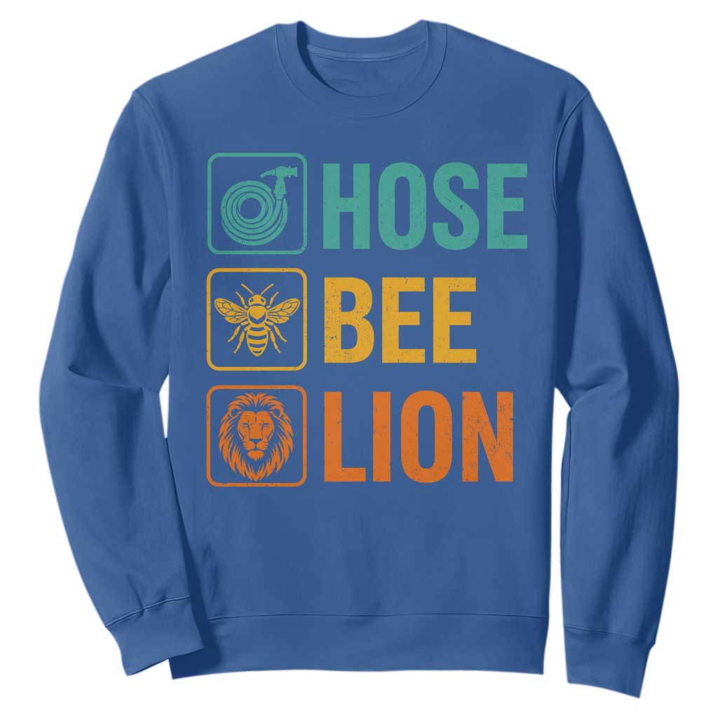 Hose Bee Lion Funny Meme Word Pun Retro Sweatshirt TS11 Royal Blue Print Your Wear