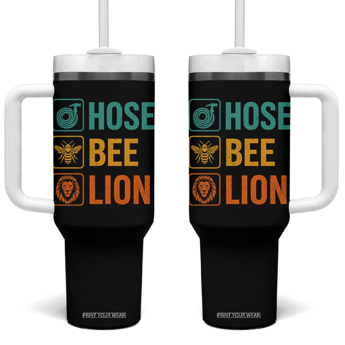 Hose Bee Lion Funny Meme Word Pun Retro Tumbler With Handle TS11 One Size: 40 oz Black Print Your Wear
