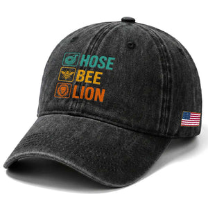 Hose Bee Lion Funny Meme Word Pun Retro Washed Cotton Baseball Cap TS11 Print Your Wear
